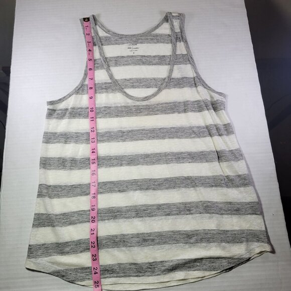 J.Crew Women Gray & White Striped Casual Lightweight 100% Linen Tank Top Size S - Picture 5 of 7